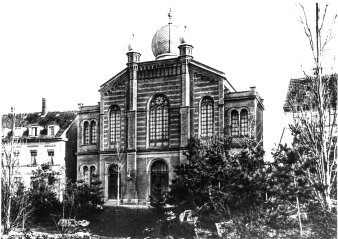 Schwarzweiß Foto Außenansicht Synagoge